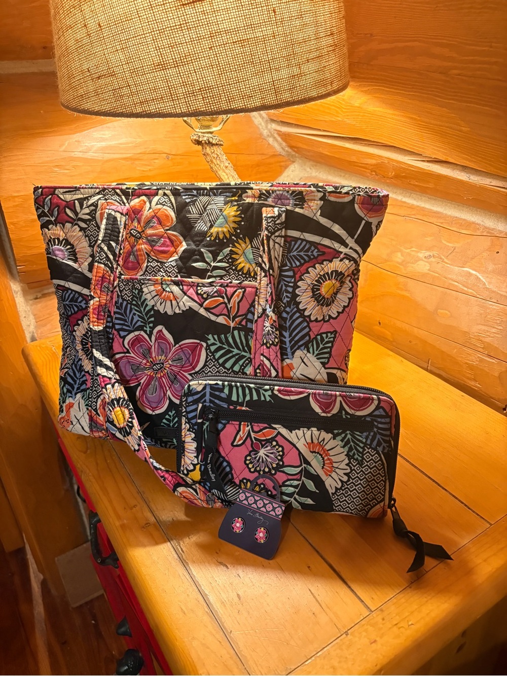 Vera Bradley purse, wallet & earrings